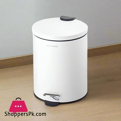 DANNY HOME Stainless Steel Dustbin Trash Can 5 Liter White