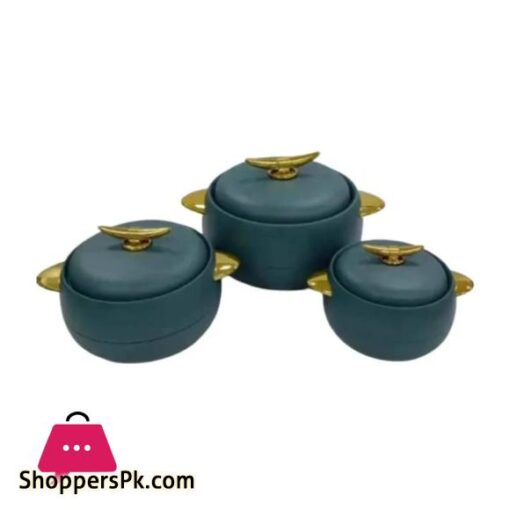 Food Warmer Hotpot Set Green & Gold (Set Of 3) JN2301