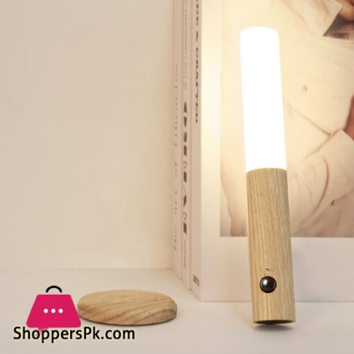 LED Wood Night Light PIR Motion Sensor Magnetic Wall Lamp USB Rechargeable Lights Home Staircase Bedroom Lamp Bedside Lighting