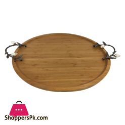 WB1062 Round Tray Wood Lrg ORCHID 6c