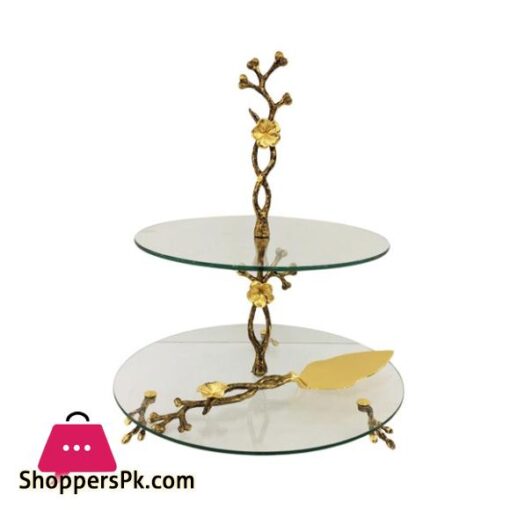 CD6881 2 Tier Cake Set G Glass 8c