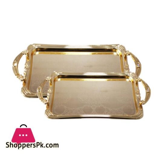 4518 2 Piece Serving Tray Set Golden