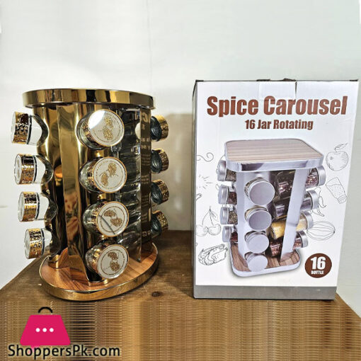 Rotating Spice Set of 16 Pieces Glass