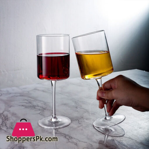 Square Wine Glasses Wine Glasses Hand Blown Edge Modern Flat Bottom Glass