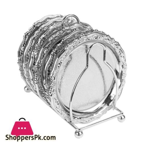 Tea Coaster With Stand Silver (Set of 6) SQ-009