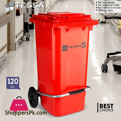 Tessa Garbage Bin With Wheel & Foot Pedal 120 Liter Iran Made