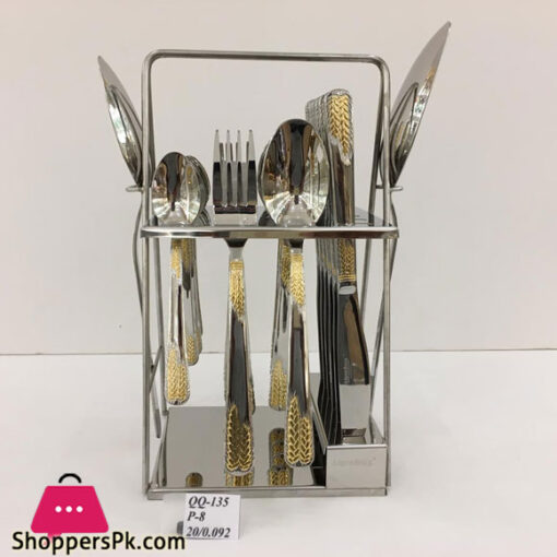 Alpenburg 26Pcs Cuttlery Set Silver & Gold Wheat Design With Stand QQ135