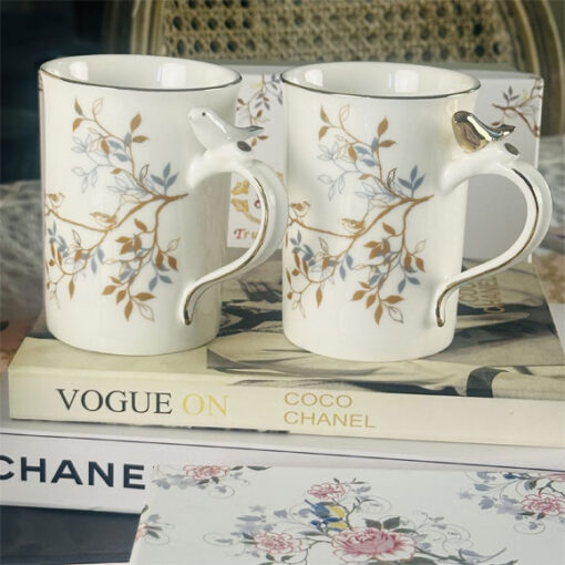 Angela 2Pcs Bird & Flower Design Mugs Set BRD373