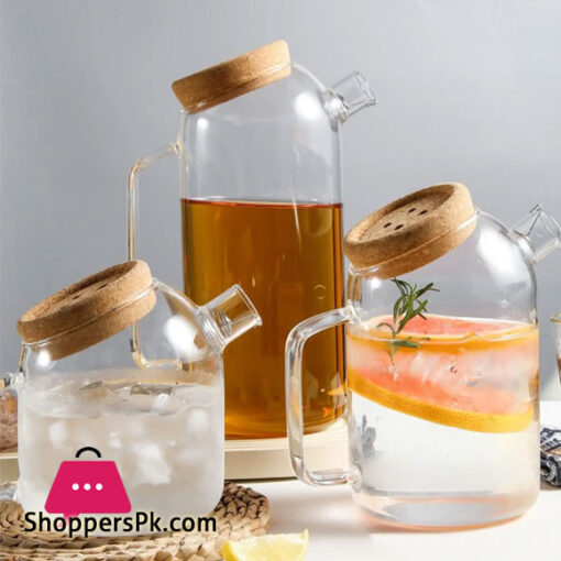 Borosilicate Glass+Cork Stopper Teapot Pithcer Tea Maker Transparent Heat Resistant Cold Water Tea Kettle