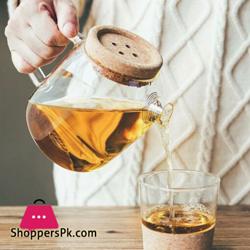 Borosilicate Glass+Cork Stopper Teapot Pithcer Tea Maker Transparent Heat Resistant Cold Water Tea Kettle