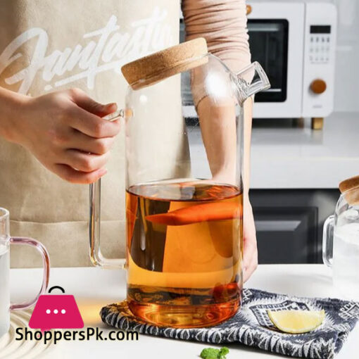 Borosilicate Glass+Cork Stopper Teapot Pithcer Tea Maker Transparent Heat Resistant Cold Water Tea Kettle