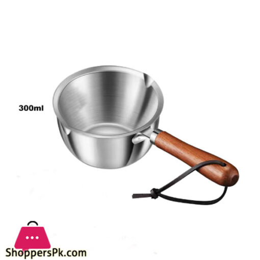 Butter Heating Pot Silver With Wooden Handle 300ml GST2069