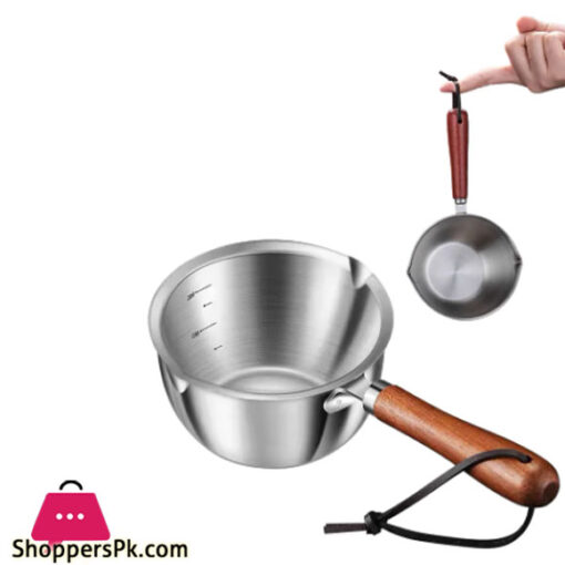 Butter Heating Pot Silver With Wooden Handle 300ml GST2069