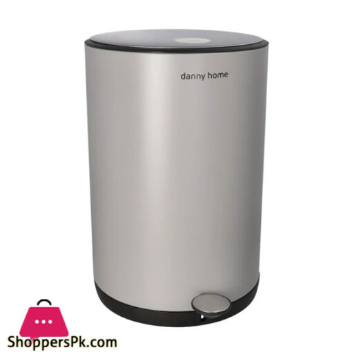 DANNY HOME Stainless Steel Dust Bin Powder Coating Metal Trash Can 10 Liter Gray