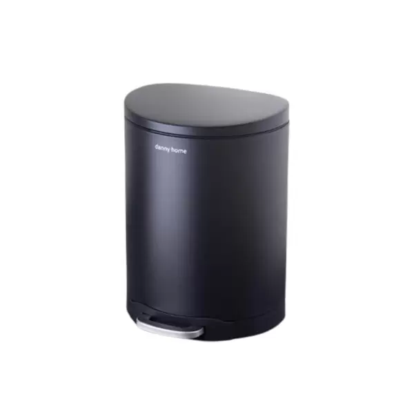 DANNY HOME Stainless Steel Dust Bin Powder Coating Metal Trash Can 6 Liter Black