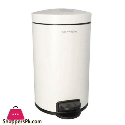 DANNY HOME Stainless Steel Dustbin Trash Can 12 Liter White