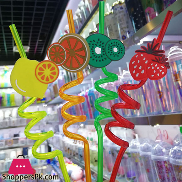 Elegant Curl Design Fruit Straw Multi Colour 3Pcs Set 40570