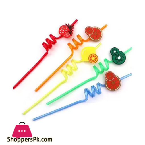 Elegant Curl Design Fruit Straw Multi Colour 3Pcs Set 40570