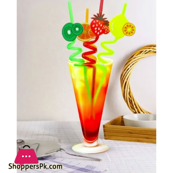 Elegant Curl Design Fruit Straw Multi Colour 3Pcs Set 40570