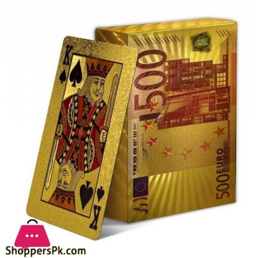 Gold Waterproof Plastic Poker Playing Card Pack 500 Euro Gold design