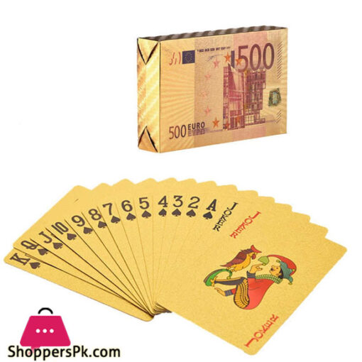 Gold Waterproof Plastic Poker Playing Card Pack 500 Euro Gold design