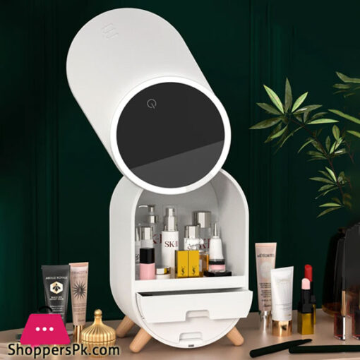 HD Mirror Makeup Storage Box LED Rotating Jewelry Cosmetic Organizer Skin Care Lipstick Desktop Drawer