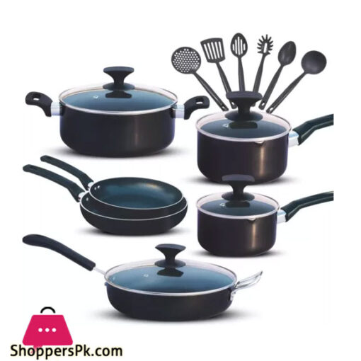 Kitchen King 15 Pieces Pots & Pans Non Stick Induction Cookware Set Black KK2530102