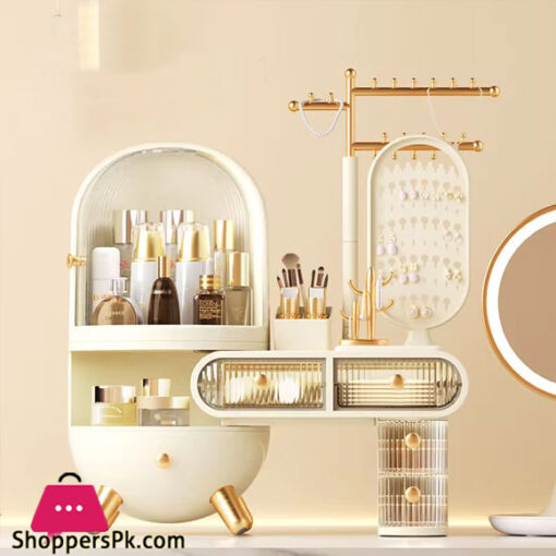 Luxury Dressing Table Cosmetic Storage Box Set Desktop Jewelry Integrated Dustproof High Quality Household With Mirror Skin Care