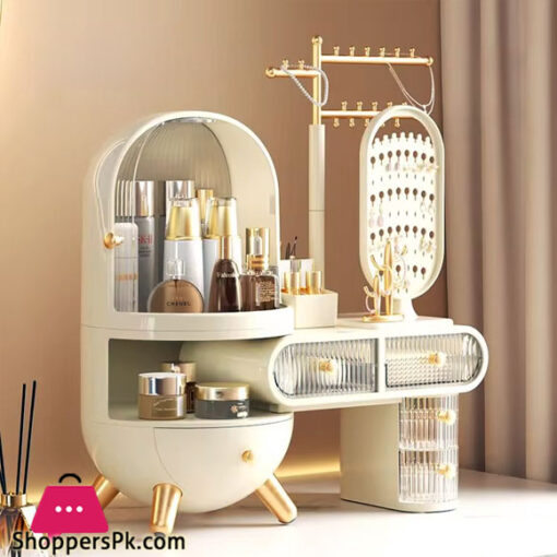 Luxury Dressing Table Cosmetic Storage Box Set Desktop Jewelry Integrated Dustproof High Quality Household With Mirror Skin Care