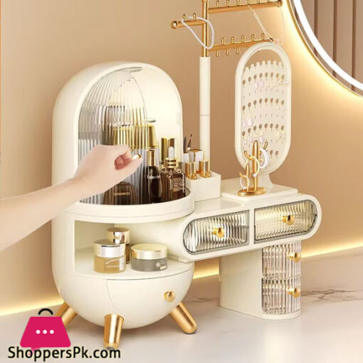 Luxury Dressing Table Cosmetic Storage Box Set Desktop Jewelry Integrated Dustproof High Quality Household With Mirror Skin Care