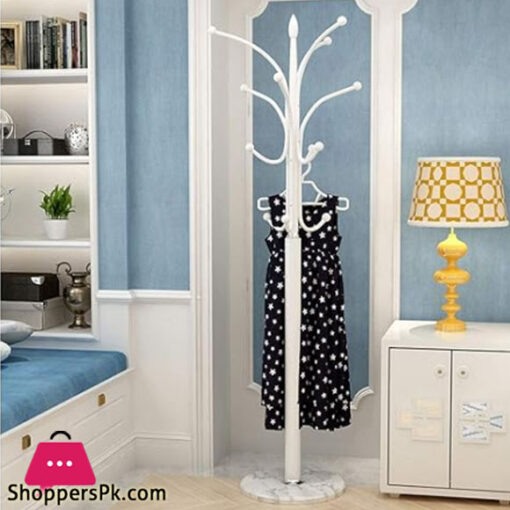 Metal Coat Stand with Marble Base White ESS9936