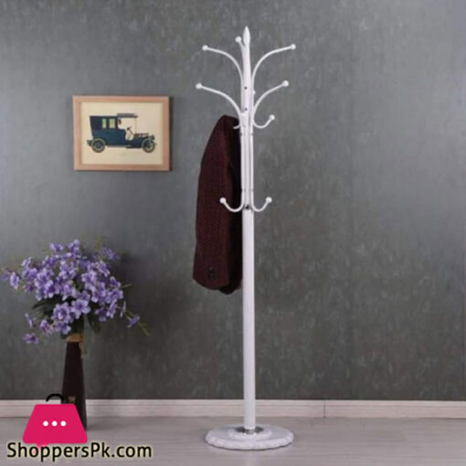 Metal Coat Stand with Marble Base White ESS9936