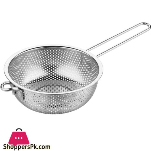 Micro-Perforated Colander, Stainless Steel Fine Mesh Colander with Long Handle, Metal Colander Strainer for Kitchen Size : 23CM