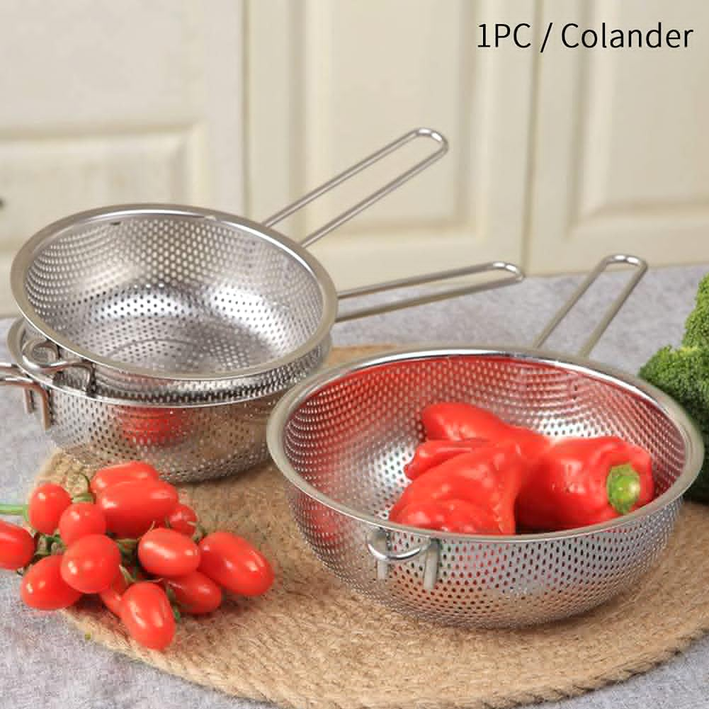 Micro-Perforated Colander, Stainless Steel Fine Mesh Colander with Long Handle, Metal Colander Strainer for Kitchen Size : 29CM