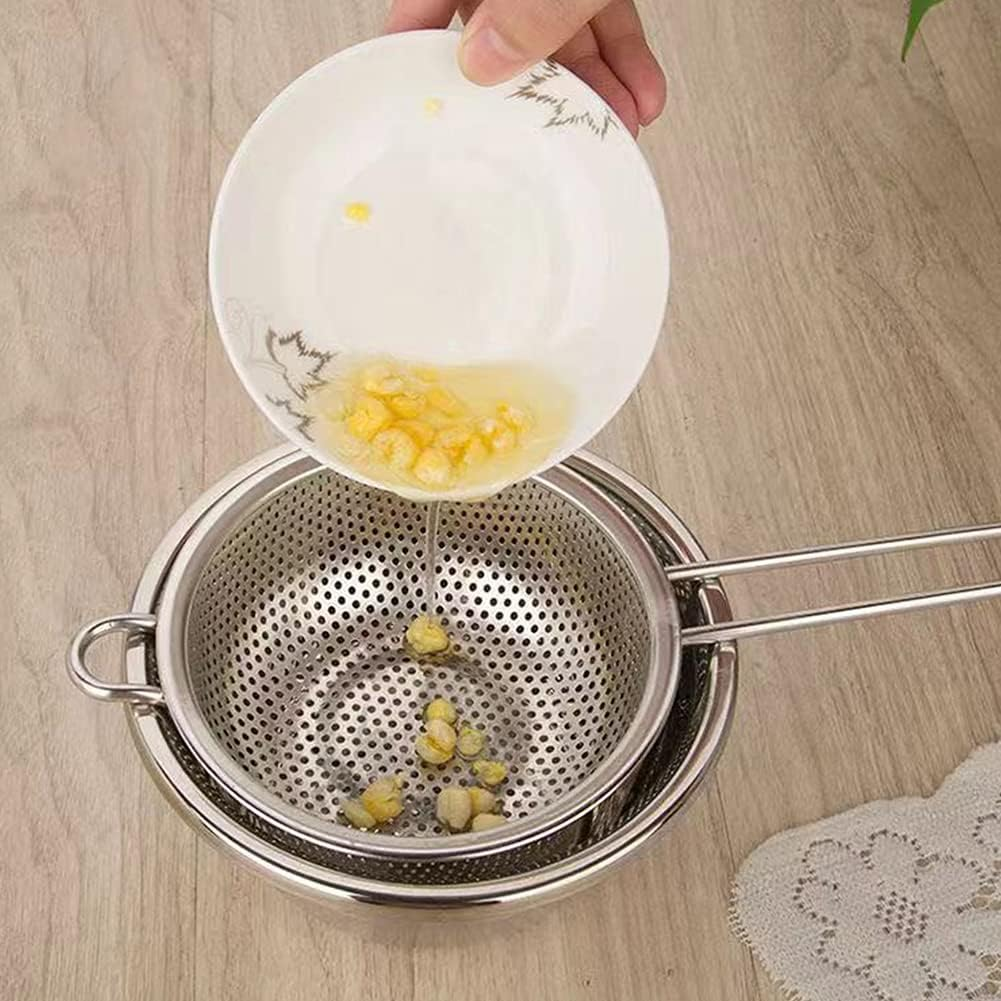 Micro-Perforated Colander, Stainless Steel Fine Mesh Colander with Long Handle, Metal Colander Strainer for Kitchen Size : 29CM