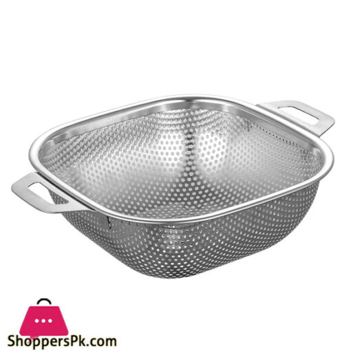 Multipurpose Stainless Steel Colander Rice Washing Baskets Strainer Drainer with Handle 28cm