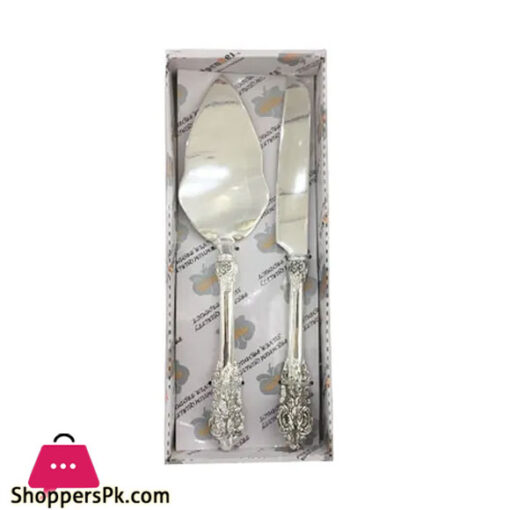 ORCHID Cake Lifter + Cake Knife 2Pcs Set Silver CD5860