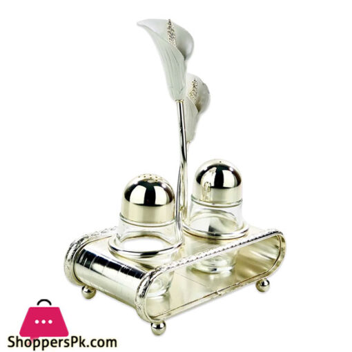 ORCHID Salt & Pepper Set With Lily Stand Silver TA2632