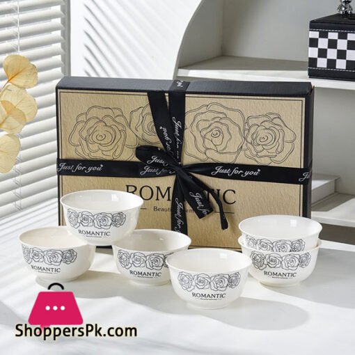 Rose Motif 6-Ceramic Bowl Gift Box