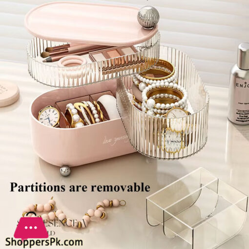 Rotating Jewelry Box Multi-layer Desktop Storage Box for Cosmetics Lipsticks Cables Jewelry Makeup Organizer