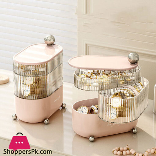 Rotating Jewelry Box Multi-layer Desktop Storage Box for Cosmetics Lipsticks Cables Jewelry Makeup Organizer