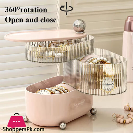 Rotating Jewelry Box Multi-layer Desktop Storage Box for Cosmetics Lipsticks Cables Jewelry Makeup Organizer