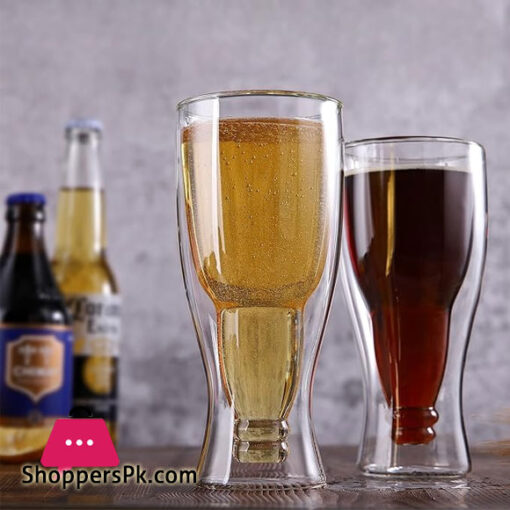 SPK Luxurious Double Wall Beer Bottle Upside Down Glass 1Pc-250ML