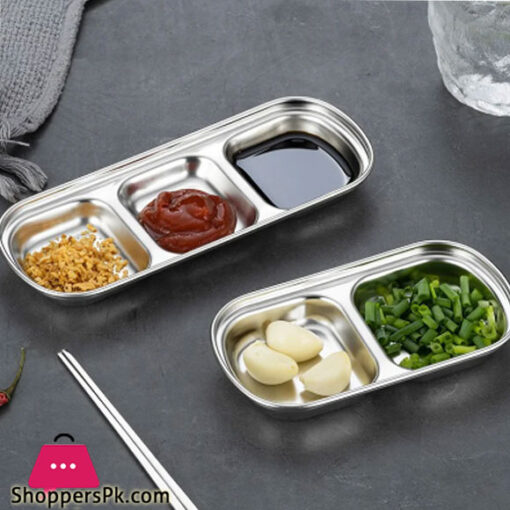 Stainless Steel Condiment Container Small Cup Triple Dip Silver GST2057