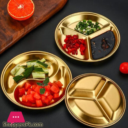 Stainless Steel Sauce Plate 2 Partition 12CM Gold GST2077