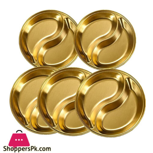 Stainless Steel Sauce Plate 2 Partition 12CM Gold GST2077