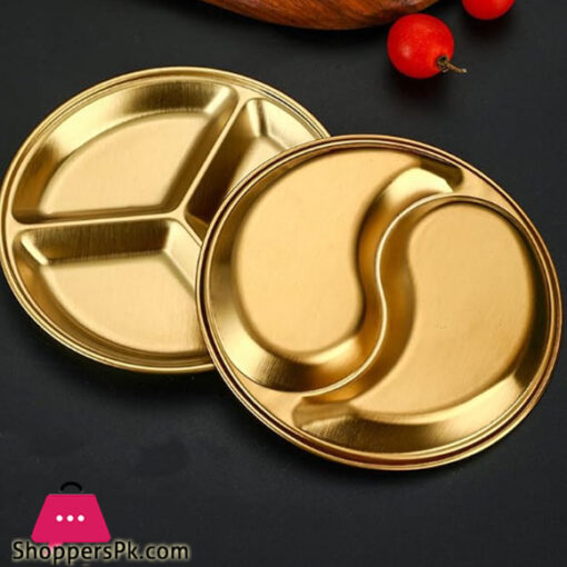 Stainless Steel Sauce Plate 2 Partition 12CM Gold GST2077