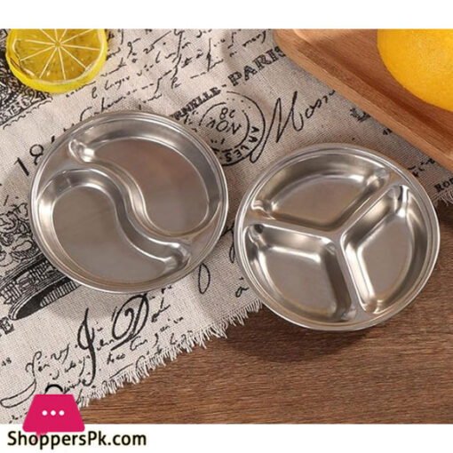 Stainless Steel Sauce Plate 2 Partition 12CM Silver GST2073