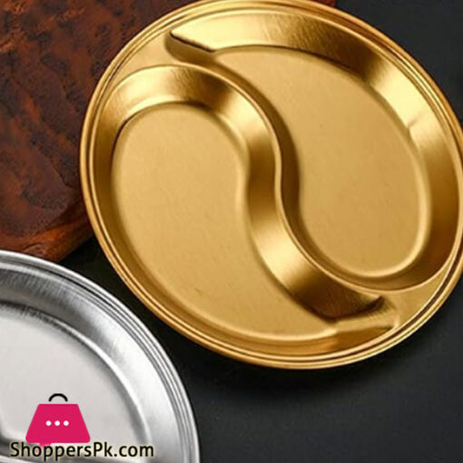 Stainless Steel Sauce Plate 2 Partition 14CM Gold GST2079