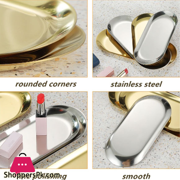 Stainless Steel Silver Oval Decorative Tray Long GST2042